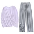thumbnail image 2 of Weiqiqre Ensemble de Sport Décontracté pour Hommes, Couleur Unie, Col Rond, Manches Longues Élastiques, 2 of 3