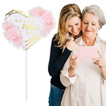 Clearance Happy Mother's Day Cake Toppers Flower Heart Paper Cake Picks Cake Decoration For Birthday Mother's Day for Home & Kitchen D