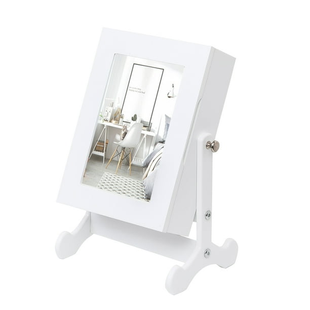 Small Mirror Jewelry Cabinet Organizer Armoire Storage Box Countertop With Stand White Walmart Com Walmart Com