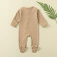 thumbnail image 4 of Busydd Baby Boys Girls Rompers Long Sleeve Round Neck Infant Clothes Solid Color Ribbed Zipper Unisex Newborn Baby Jumpsuits One Piece Baby Rompers Bodysuit 0-12 Months, 4 of 5