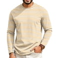 thumbnail image 2 of Mfakffe Men's Striped T-Shirt Long Sleeves Round Neck Basic | Spring Fall, Lightweight Fabric, Soft, Regular Fit, Casual Style, 2 of 5