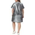 thumbnail image 3 of Agnes Orinda Women's Plus Size Valentines Day Metallic Round Neck Short Sleeve Party Clubwear Loose Mini T-Shirt Dresses 4X Silver, 3 of 6