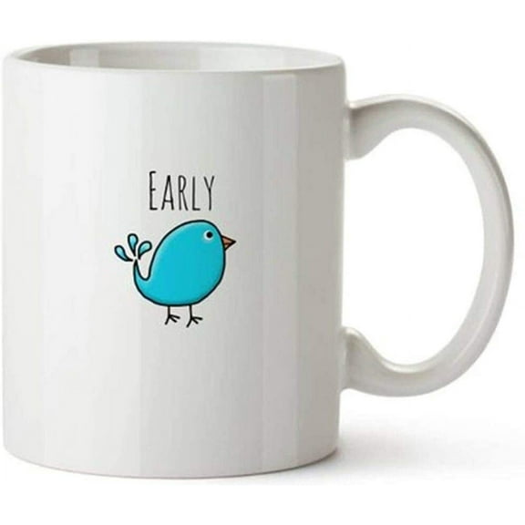 - Early Bird Mug, Cute Mug, Early Bird, White Mug, Hand Crafted Mug, Mug, Gift for Everyone, Early, Bird, Cozy, Morning, 11oz Ceramic Coffee Mug/Tea Cup, High Gloss