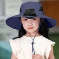 thumbnail image 4 of XUNKUSGA Wide Brim Solar Fan Hat for Boy And Girls Breathable Mesh Quick Drying Solar Fan Fishing Hat Summer UPF 50+ Sun Protection Sun Hat with Charging Cable,Blue, 4 of 5
