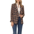 thumbnail image 1 of INSPIRE CHIC Women's Jacket Notched Lapel Double Breasted Padded Shoulder Blazer S Blue Orange, 1 of 6