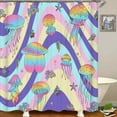 thumbnail image 3 of 4PCS Shower Curtain Sets with Rugs, Waterproof Fabric Shower Curtain, Checkered Checkerboard Disco Rainbow Flower Butterfly 70S Retro Cute Abstract Funky Boho Aesthetic Bathroom Decor, 3 of 7