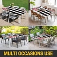 thumbnail image 5 of Pink Flowers Table Cloths for 4 Foot Rectangle Tables, Spring Floral Butterflies Black White Striped Farmhouse Patio Waterproof Elastic Fitted Tablecloths, Rectangular Table Cover for Camping, 5 of 8