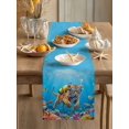 thumbnail image 3 of Funny Tiger Diving Table Runner, Seafloor Corals Fish Oceans Modern Cotton Linen Kitchen Table Decoration Washable Dining Tabletop Runners for Home Party Decor 14x72 Inches, 3 of 9