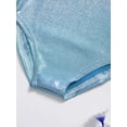 thumbnail image 6 of inlzdz Kids Girls Shiny Sparkly Ballet Dance Leotards Long Sleeve Gymnastics Bodysuit Jumpsuit Sky Blue 100, 6 of 7