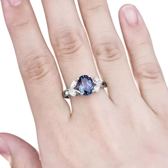 Natural Alexandrite Ring, Alexandrite Gemstone Ring, June Birthstone, Zircon Ring, Womens Ring, Gold Micron, 925 Sterling Silver, Promise Ring, Dainty Minimalist Stacking jewelry, Bridal Gift Ring
