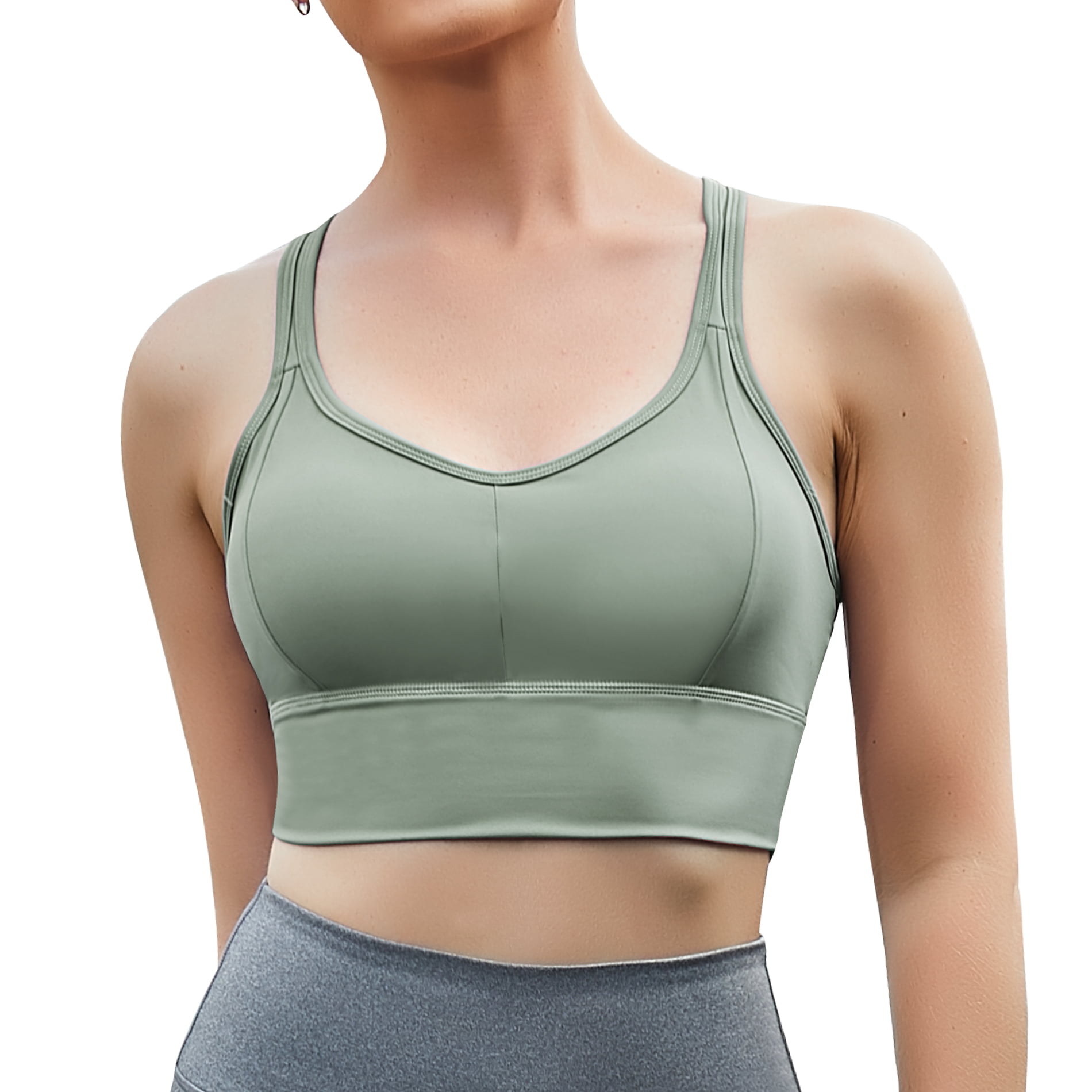 Eleady Womens High Impact Sports Bra Padded Racerback Yoga Tank Tops  Wirefree Workout Bra for Running Gym Fitness(Green Large) - Walmart.com