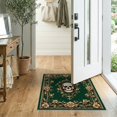 thumbnail image 2 of ODIKA 2'x3' Washable Accent Rug Pet Friendly, Bedside Mat Dark Olive Green Baroque Skull Design Gothic Floral Damask with Victorian Vines for Bedroom, RV, 2 of 7
