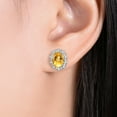 thumbnail image 2 of Rylos 14K White Gold Princess Diana Inspired Earrings - 8X6MM Oval Citrine & Sparkling Diamonds -  Exquisite Birthstone Jewelry for Women, 2 of 6