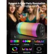 Bluetooth Speaker with Lights,15W Portable Speaker with HD Sound for Home/Party/Outdoor/Beach,Birthday Gift (Black)