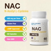 Puregen Labs N-Acetyl-L-Cysteine (NAC) 600mg, Supports Immune, Respiratory, Liver Health - NAC 600 mg - Potent Antioxidant Support, Free-radicals, Easy to Absorb - 60 Veggie Capsules - 2PK