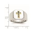 thumbnail image 3 of Mens Polished Stainless Steel Ring with Blue Sapphire Cross, 3 of 5