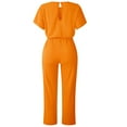 thumbnail image 5 of MELDVDIB Plus Size Women Short Sleeve Playsuit Clubwear Straight Leg Jumpsuit With Belt, Gift on Clearance, 5 of 8