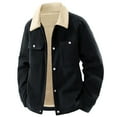 thumbnail image 2 of NTACZA Black Mens Jackets Sherpa Lined Corduroy Work Trucker Jacket Thick Button Down Outerwear Coats for Man L, 2 of 5