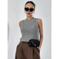 thumbnail image 5 of Womens Summer Knit Sweater Tank Tops Round Neck Crochet Hollow Out Sleeveless Casual Crop Shirt Grey S, 5 of 9