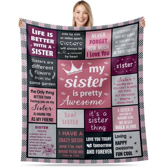 Sister Throw Blanket Gifts for Sister Birthday Gifts from Sister Brother Sister in Law Christmas Birthday Gifts Sister in Law Wedding Gift Graduation Gift for Her Christmas Blankets for Kid 30x40"