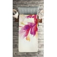 thumbnail image 2 of Ambesonne Abstract Quilted Coverlet 2 Pcs, Floral Point and Leaf, Twin Size, Purple Pink and Beige, 2 of 2