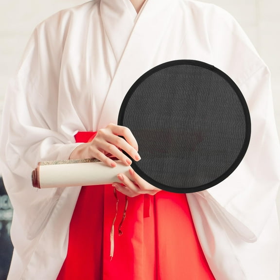 NIYANGLE 5Pcs Round Plastic Folding Fans for Wedding Dancing Party Fans 10.0*10.0*0.1in