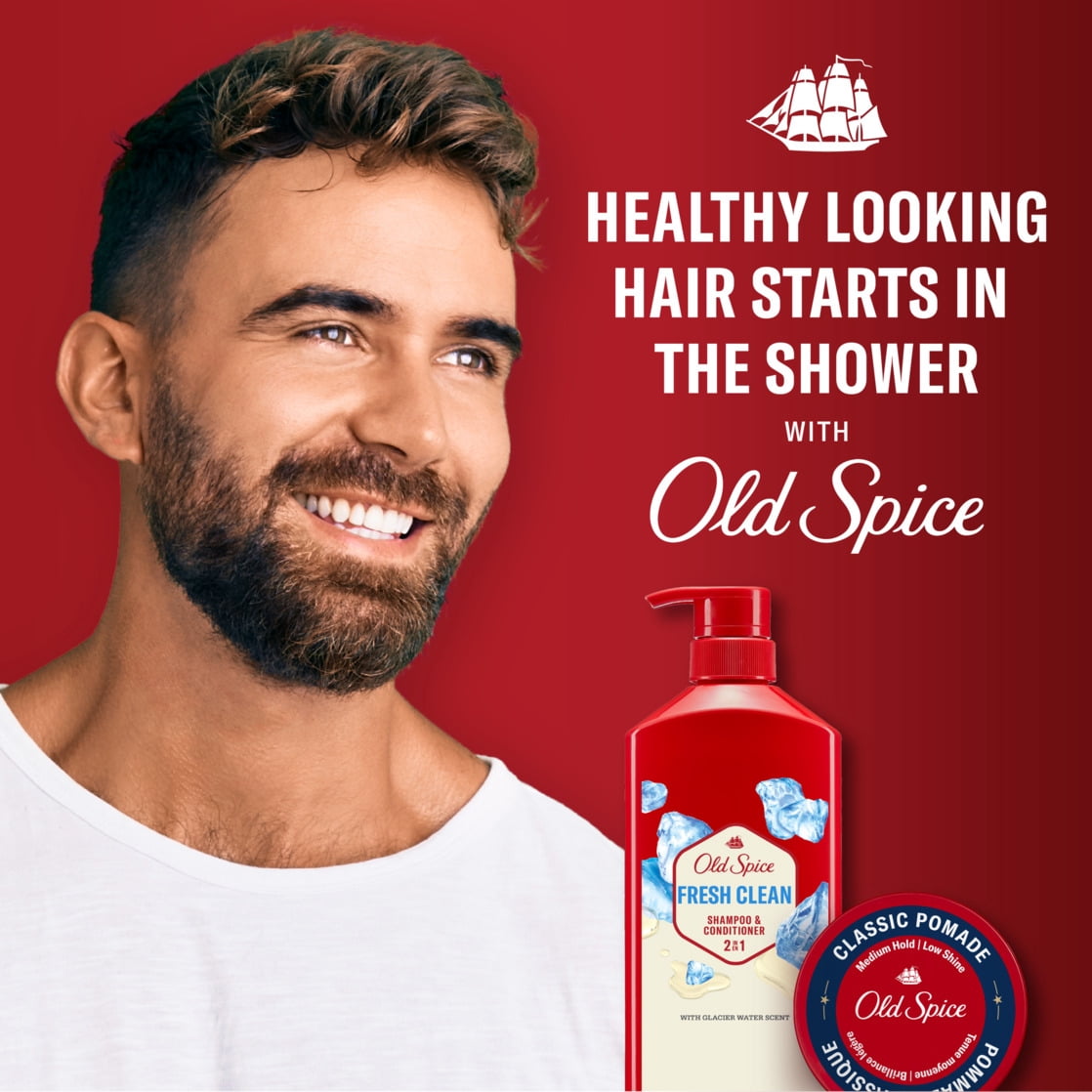 (2 pack) Old Spice Refresh 2 in 1 Shampoo Conditioner, All Hair Types, Hemp Seed, 21.9 fl oz
