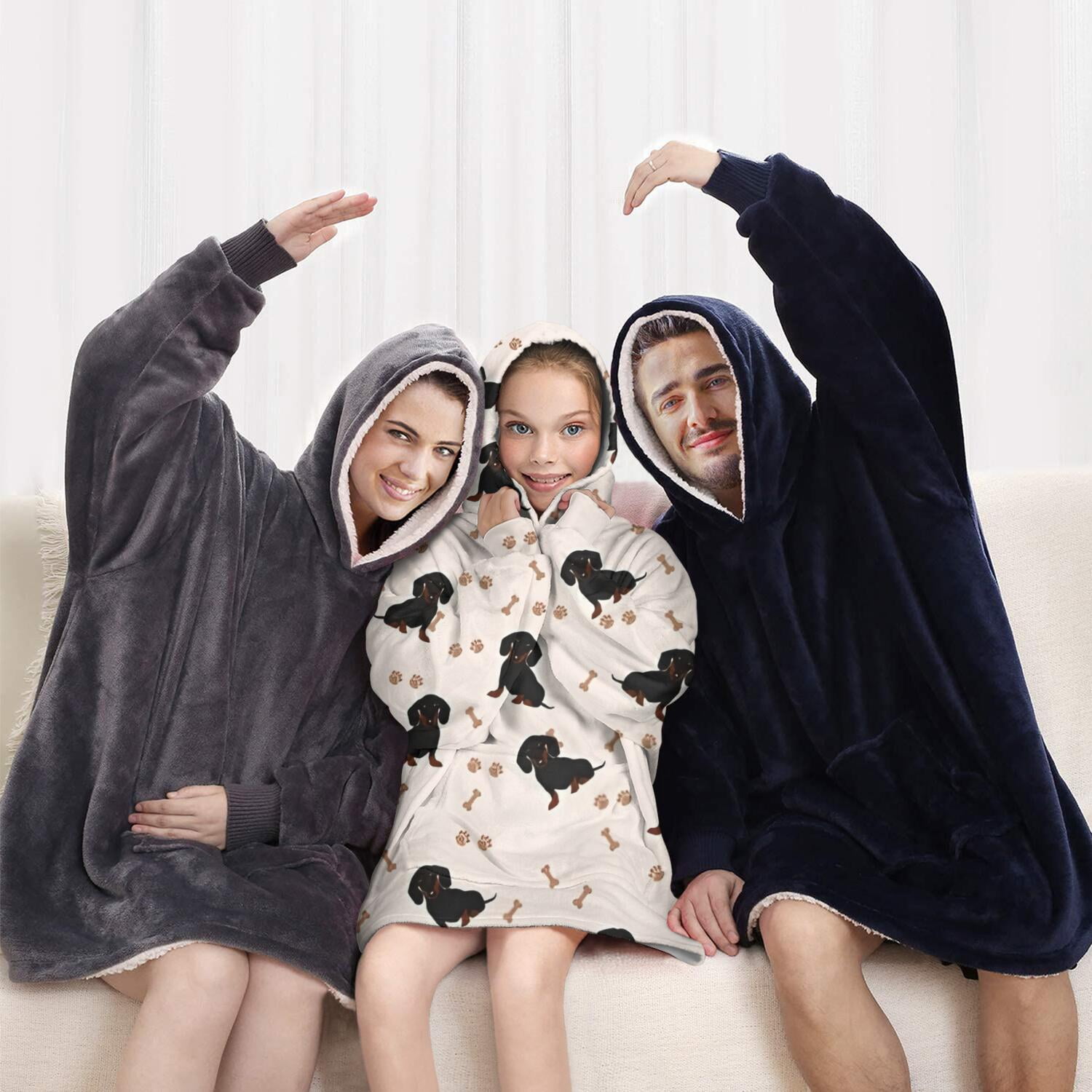 Dachshund Dog Blanket Hoodies for Kids 6-13YR Oversize Wearable Blanket Hoodies for Boys Girls Teens