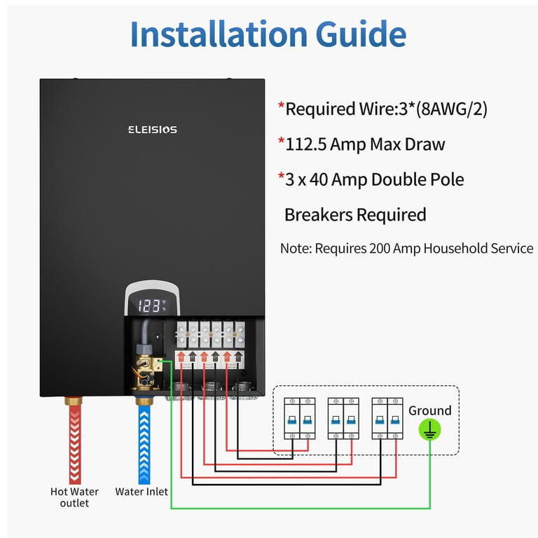 27kW Tankless Water Heater Electric, APUS 240V On Demand Instant Hot