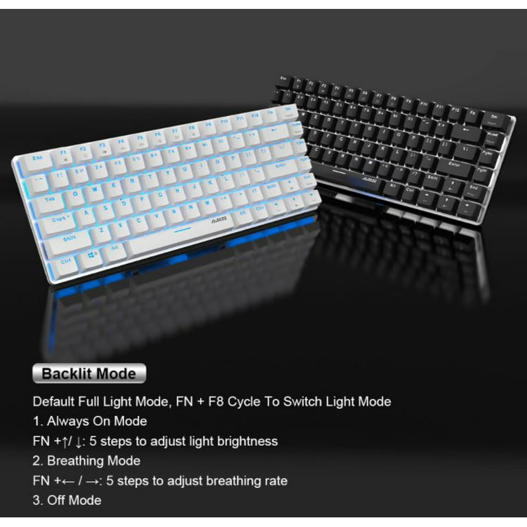 AJAZZ AK33 Mechanical Gaming Keyboard Wired,Mixed Color Lighting Modes,82  Keys 100% Anti-Ghosting Mechanical Keyboard for Laptop, Windows,MAC, PC  Games and Work, Pink Keyboard(Blue Switch) 