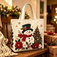 thumbnail image 2 of Quilted Christmas Tote Bag, Eco Friendly Handbag, Large Festive Christmas Snowman Print,Reusable Shopping Bag,Holiday Gift Bag Party Favors Daily Everyday Use, 2 of 5