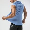 thumbnail image 4 of RYDCOT Men's Workout Quick Drying Hooded Tank Tops Sleeveless Gym Training Hoodies Bodybuilding Muscle Cut off T Shirt Sky Blue, 4 of 6