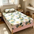 thumbnail image 6 of Twin Floral Fitted Sheet - Soft Microfiber Bed Sheet, Shrink & Fade Resistant, Breathable Botanical Print Bottom Sheet (M, 47.24x78.74"), 6 of 6
