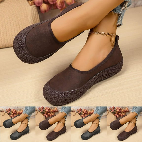 Comfortable Breathable Flat Shoes Women's Casual Round Toe Pull-On Design for Spring Summer Outdoor Indoor Wear