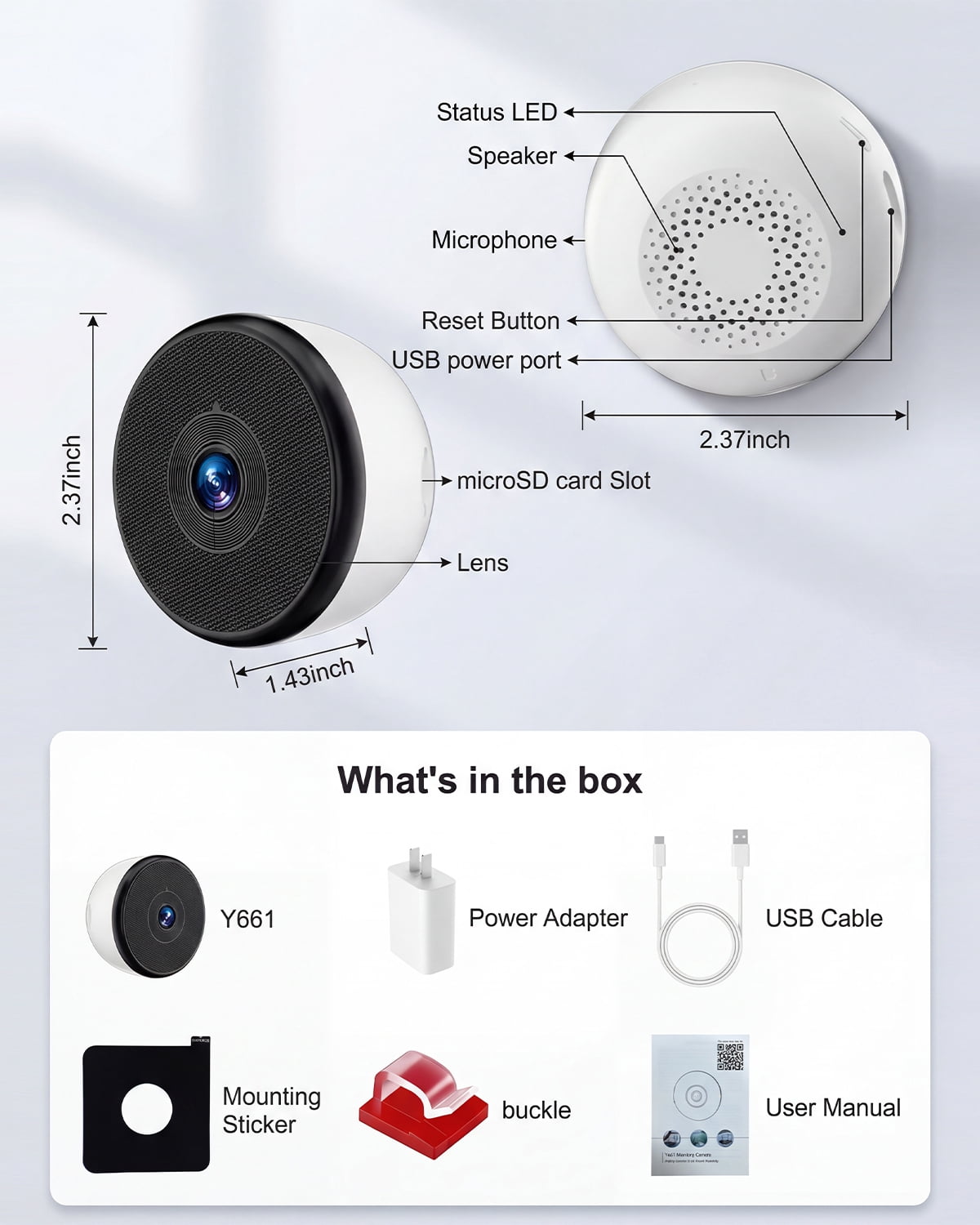 Generic Y661 Adjustable 3MP 2 Channel 3 MP Outdoor Surveillance Cameras with Instruction Manual, Window Camera, White, 1