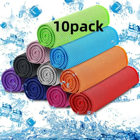 10 Pack Cooling Towels,Sweat Cooling Towels for Neck and Face,Microfiber Towel Soft Breathable Towel for Gym,Yoga,Camping,Running,Fitness,Workout & More Activities(32"x12")