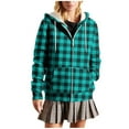 thumbnail image 2 of FDGIU Women's Plaid Flannel Shacket - Plus Size Fleece Lined Hooded Coat, Long Sleeve Button-Down Shirt Jacket, Oversized Flannel Hoodie, Warm Winter Zip-Up Coat, 2 of 6