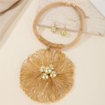 thumbnail image 4 of 2 piezas / conjunto Estilo de denim punk exagerado Conjunto de pendientes de collar colgante de flores grandes de alambre de aluminio amigable con el medio ambiente, 4 of 4