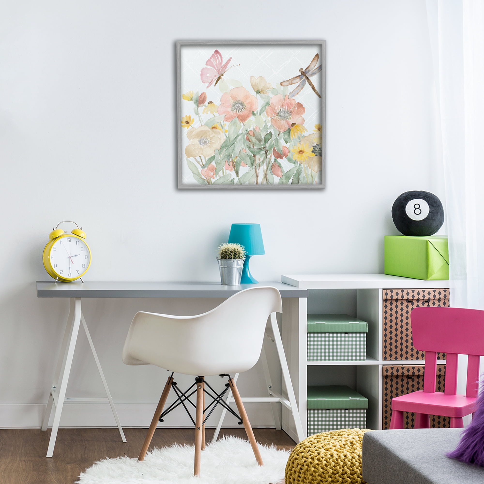 Stupell Industries Garden Joy with Insects Gray Framed Giclee Art, design by Lanie Loreth