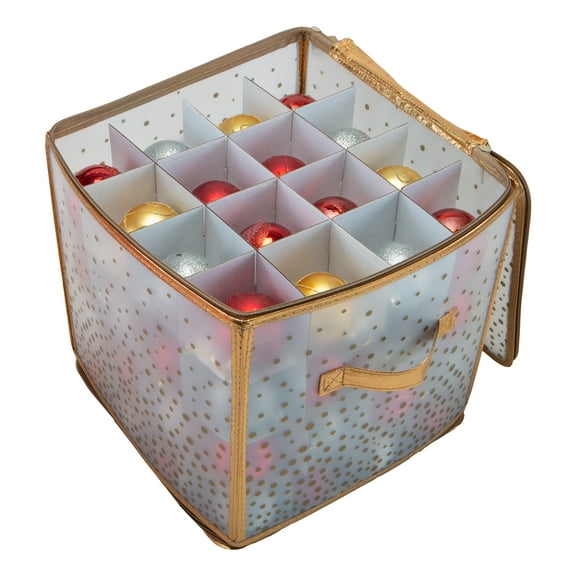 Simplify 64-Count Ornament Storage Box Organizer in Gold Printed Plastic