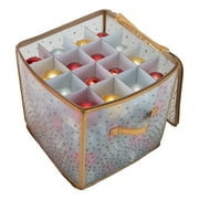 Simplify 64-Count Ornament Storage Box Organizer in Gold Printed Plastic