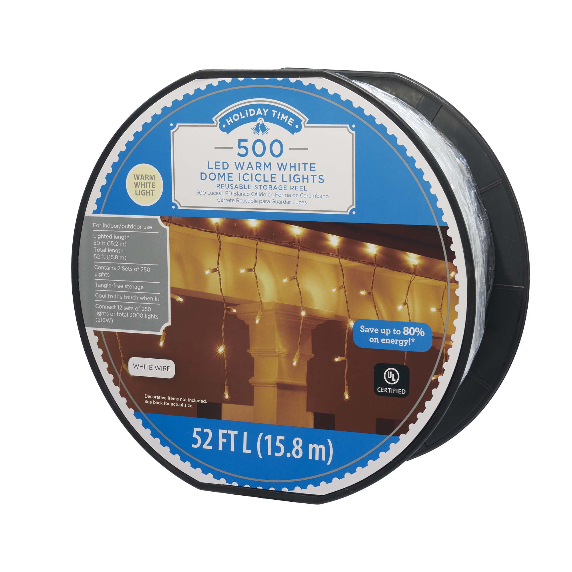 Holiday Time 500 Count Led Dome Icicle Lights Warm White 52 Walmart Com