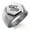 Silver, variant on Stainless Steel Illusionism Magic Rune Engraved Hexagon Crest Flat Top Biker Style Polished Ring