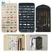 Deago Jewelry Hanging Storage Organizer Non-Woven Dual-Sided 80 Pocket Holder Necklace Earring Ring Display Pouch Bag (Black)