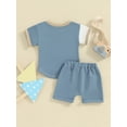 thumbnail image 5 of Musuos Toddler Boy Girl Summer Clothes 3 6 12 18 24M 3Y Contrast Color Short Sleeve T-Shirt with Solid Color Shorts Casual 2Pcs Outfit, 5 of 10