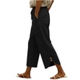 thumbnail image 3 of Dvprdro Loose Fit Capri Pants for Women Cotton Drawstring Elastic Waist Side Pockets Solid Summer Casual, 3 of 8
