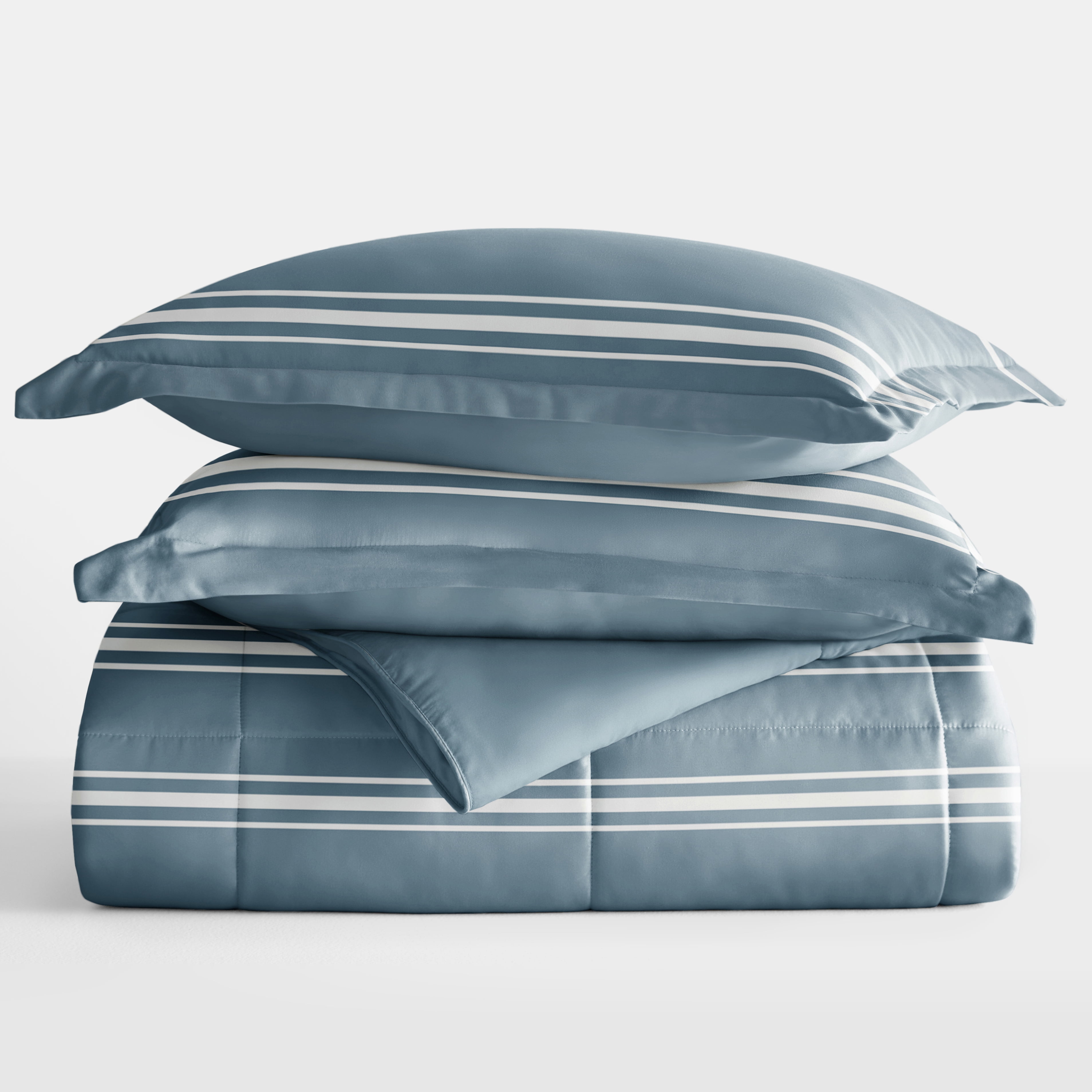 All Season Ultra Soft Comforter Set Lightweight Bedding in Soft Stripe for Full/Queen Size by Comfort Canopy