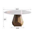 thumbnail image 5 of 58.88" Round Marble Dining Table For 6-8 Persons, White Artificial Top With Robust Metal Base, Heat & Easy To Maintain, Room Kitchen Low Water Permeability Flame , Seats,, 5 of 6