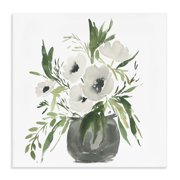 Stupell Industries Shabby Chic Rounded White Anemones Canvas Art, 17 x 17, by Lucille Price