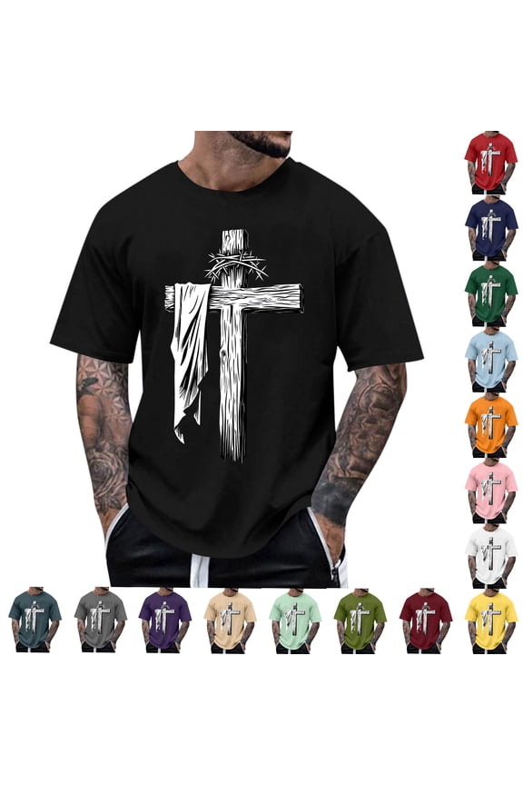 Mens Oversized Christian Shirts Jesus Faith Graphic T-Shirts God Religious Printed Tees Tops Purple XL